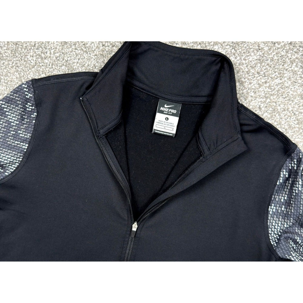 Women's Nike Half Zip Size Large Pro Dri-Fit Black Long Sleeve Running